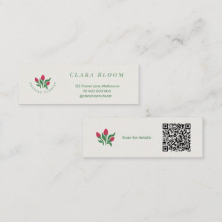 Carte D'appel Artisan Florist Minimalist Botanical QR Code