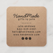 Carte D'appel Artisanat artisanal moderne papier kraft brun rust (Dos)