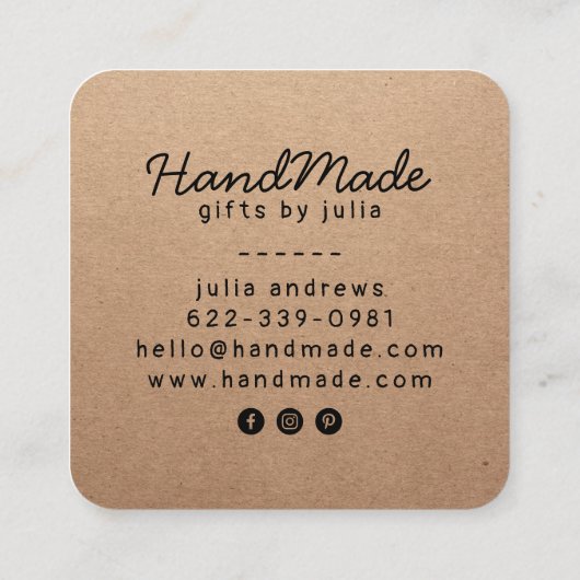 Carte D'appel Artisanat artisanal moderne papier kraft brun rust (Dos)