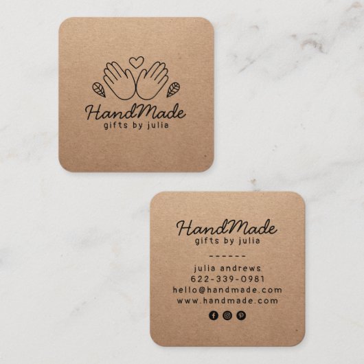 Carte D'appel Artisanat artisanal moderne papier kraft brun rust (Devant / Derrière)