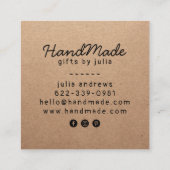 Carte D'appel Artisanat artisanal moderne papier kraft brun rust (Dos)