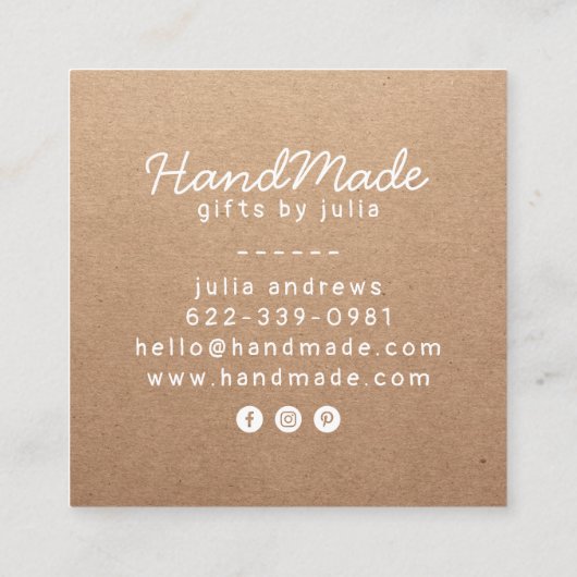 Carte D'appel Artisanat artisanal moderne papier kraft brun rust (Dos)