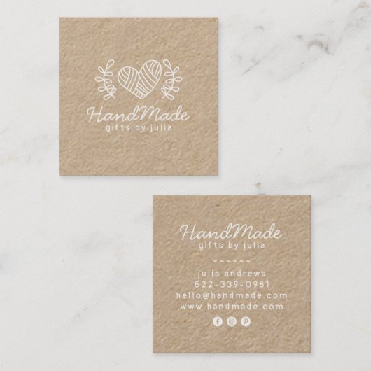 Carte D'appel Artisanat artisanal moderne papier kraft brun rust (Devant / Derrière)