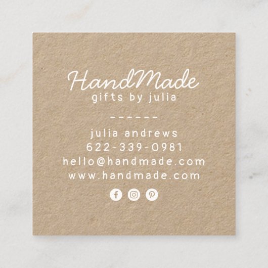 Carte D'appel Artisanat artisanal moderne papier kraft brun rust (Dos)