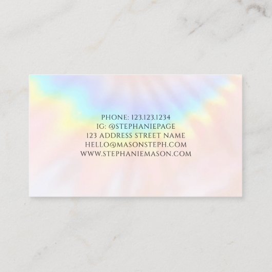 Carte D'appel Artiste maquillage Holographique Pastel Moderne (Dos)