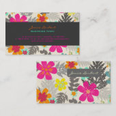 Carte d'appel aux fleurs tropicales rétro (Devant / Derrière)