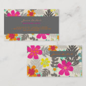 Carte d'appel aux fleurs tropicales rétro (Devant / Derrière)