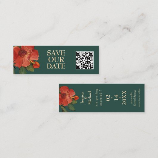 Carte D'appel 🌹 Avec QR Rose Romance : Art Nouveau Splendor (Devant / Derrière)