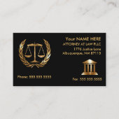 Carte D'appel Avocat à Law Black and Gold (Devant)