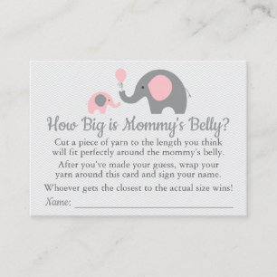 Carte D'appel Baby shower d'éléphant rose à quel point le ventre