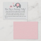 Carte D'appel Baby shower d'éléphant rose à quel point le ventre (Devant / Derrière)