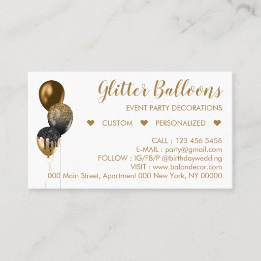 Carte D'appel Ballon de fête de planificateur d'événement en bro (Devant)