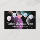 Carte D'appel Ballons de déco de la fête de l'événement noir bri (Devant)