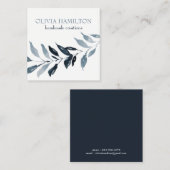 Carte D'appel Belle aquarelle douce Foliage bleu  (Devant / Derrière)