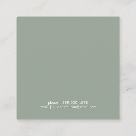 Carte D'appel Belle aquarelle douce Sage Green Foliage (Dos)