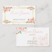 Carte D'appel belle conception avec cadre doré et fleurs (Devant / Derrière)