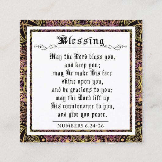 Carte D'appel Bible Prêtre Bénédiction Pink Green Flourish (Devant)