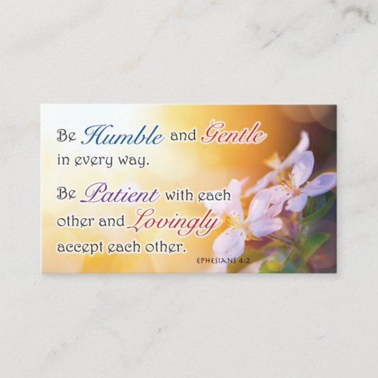 Carte D'appel Bible Verse, Religious Motivational, Be Humble (Devant)