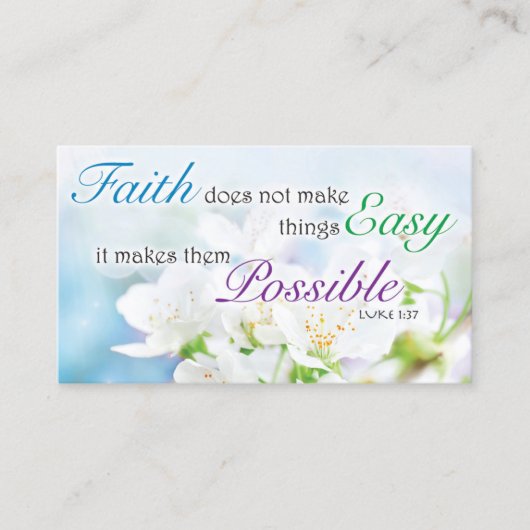 Carte D'appel Bible Verse, Religious Motivational Faith Card (Devant)