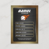 Carte D'appel Black Gold Baseball Trading Card, Lecteur De Baseb (Dos)