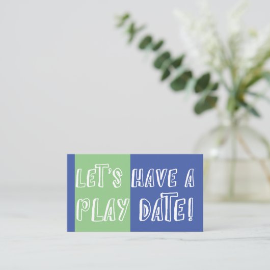 Carte D'appel Bleu Vert Couleur Bloc Jouer Date (Debout devant)