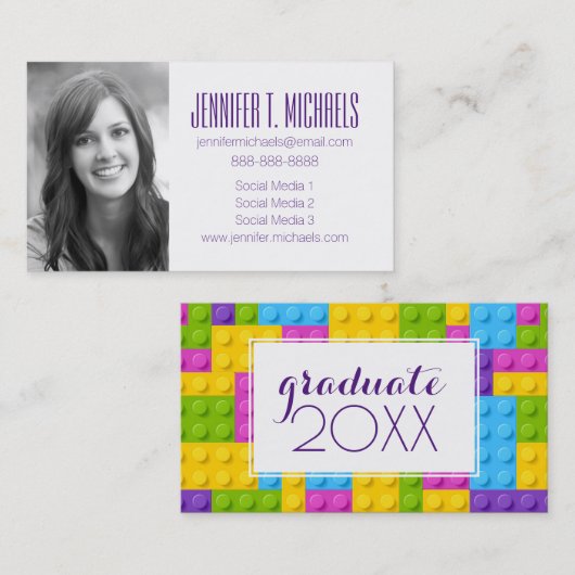 Carte D'appel Blocs en plastique de construction de l'obtention (Devant / Derrière)