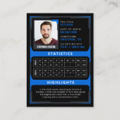 Carte D'appel Blue Baseball Trading Card - Profil du joueur (Dos)