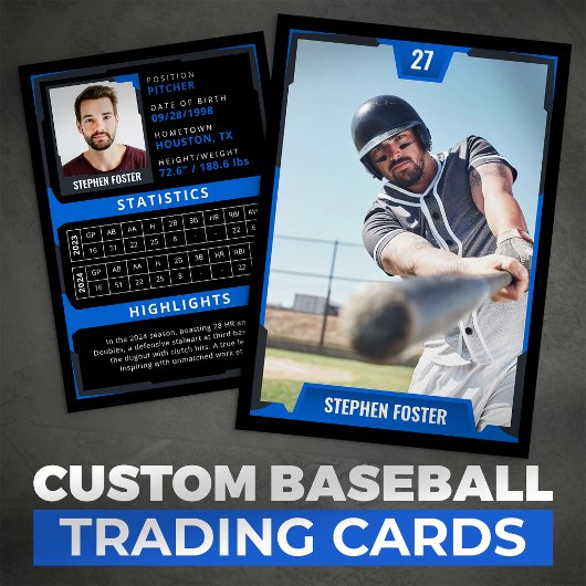Carte D'appel Blue Baseball Trading Card - Profil du joueur