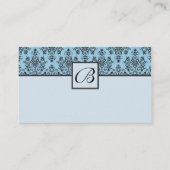 Carte D'appel Blue Damask Bride & Groom Coordonnées (Dos)