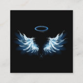Carte D'appel Blue Glowing Angel Wings on black background (Devant)
