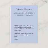 Carte D'appel Blue VIrgin Mary Memorial Card (Dos)