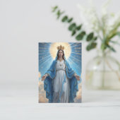Carte D'appel Blue VIrgin Mary Memorial Card (Debout devant)