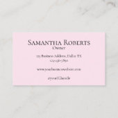 Carte D'appel Blush Pink Black Script Photo Makeup (Dos)