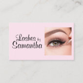 Carte D'appel Blush Pink Black Script Photo Makeup (Devant)