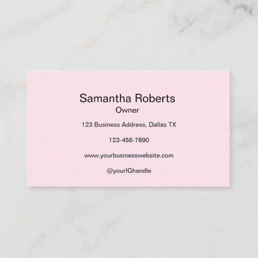 Carte D'appel Blush Pink Black Script Photo Makeup Calling Card (Dos)
