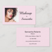 Carte D'appel Blush Pink Black Script Photo Makeup Calling Card (Devant / Derrière)