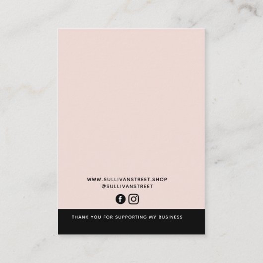 Carte D'appel Blush Pink Logo Necklace Earing Display Card (Dos)