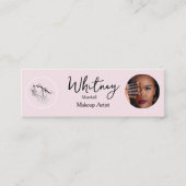 Carte D'appel Blush Pink Script Social Icon QR Code Photo Makeup (Devant)