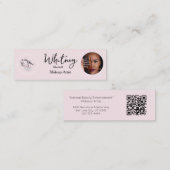 Carte D'appel Blush Pink Script Social Icon QR Code Photo Makeup (Devant / Derrière)