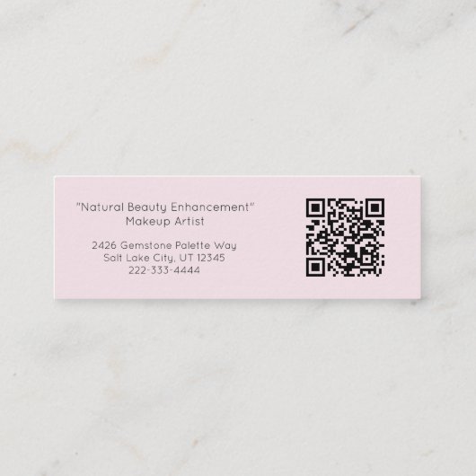 Carte D'appel Blush Pink Script Social Icon QR Code Photo Makeup (Dos)