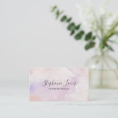 Carte D'appel Boho Abstrait Lavande Violet Aquarelle | Code QR (Debout devant)