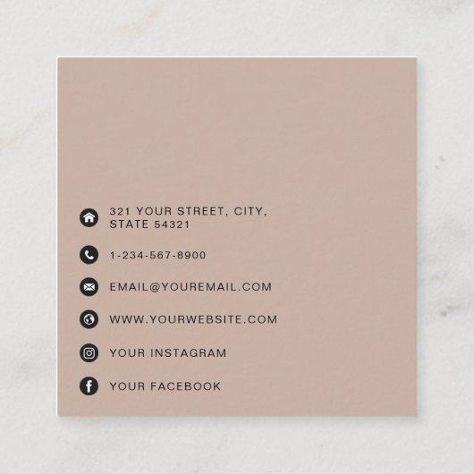 Carte D'appel Boho Beige QR Code Business Logo Moderne (Dos)