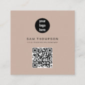 Carte D'appel Boho Beige QR Code Business Logo Moderne (Devant)
