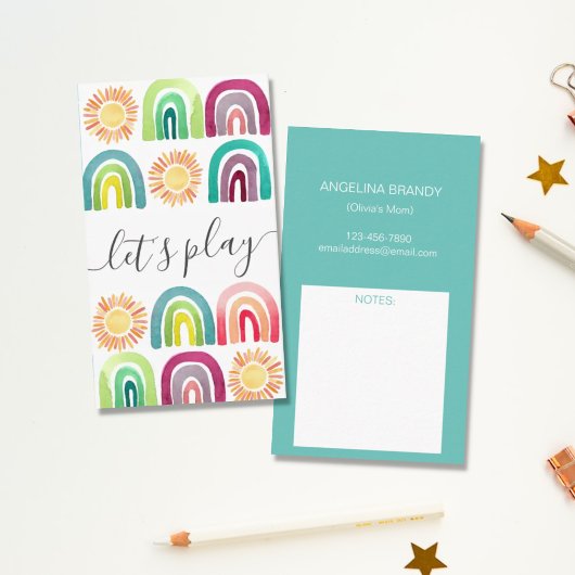 Carte D'appel Boho Let's Play Rainbow & Suns Playdate Mommy