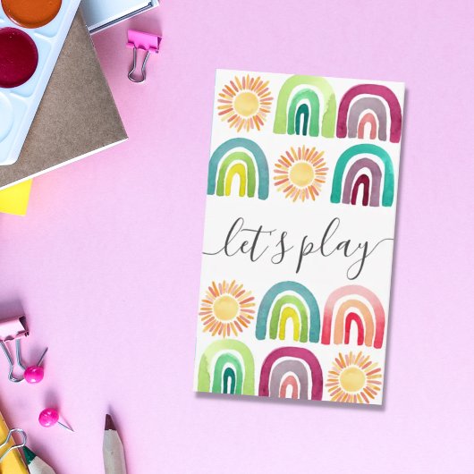 Carte D'appel Boho Let's Play Rainbow & Suns Playdate Mommy