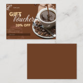 Carte D'appel Bon cadeau 20% de réduction pour les cafés (Devant / Derrière)