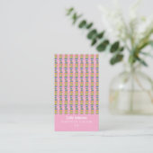 Carte D'appel Books Pattern Tutor Pink Vertical Business Card (Debout devant)