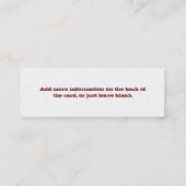 Carte D'appel Bord rouillé (Dos)