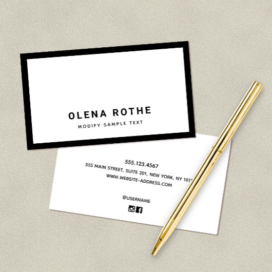 Carte D'appel Bordure noire professionnelle simple