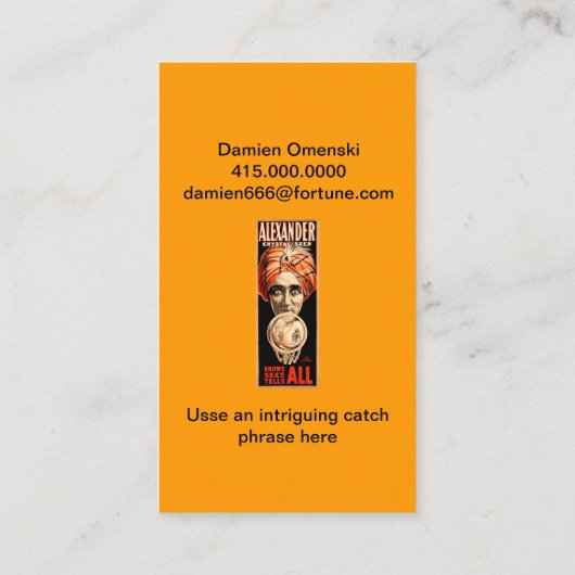 Carte D'appel Boule de cristal de caisson Fortune (Dos)